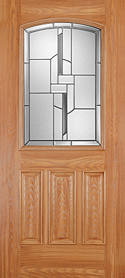 Barrington Oak 3 Panel Door Half Lite Camber Top with Glass Exterior Fibreglass Door