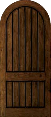 Knotty Alder Woodgrain Radius Top Panel Exterior Wood Door