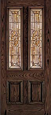 Oak Woodgrain with Glass Exterior Wood Door