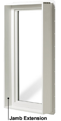 Window frame with jamb extension